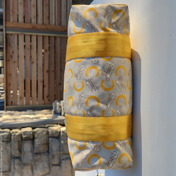 Celine Coated Canvas Handbag w/ C Logo, Horse & Carriage - Yellow, Cream & White - Picture 9 of 17